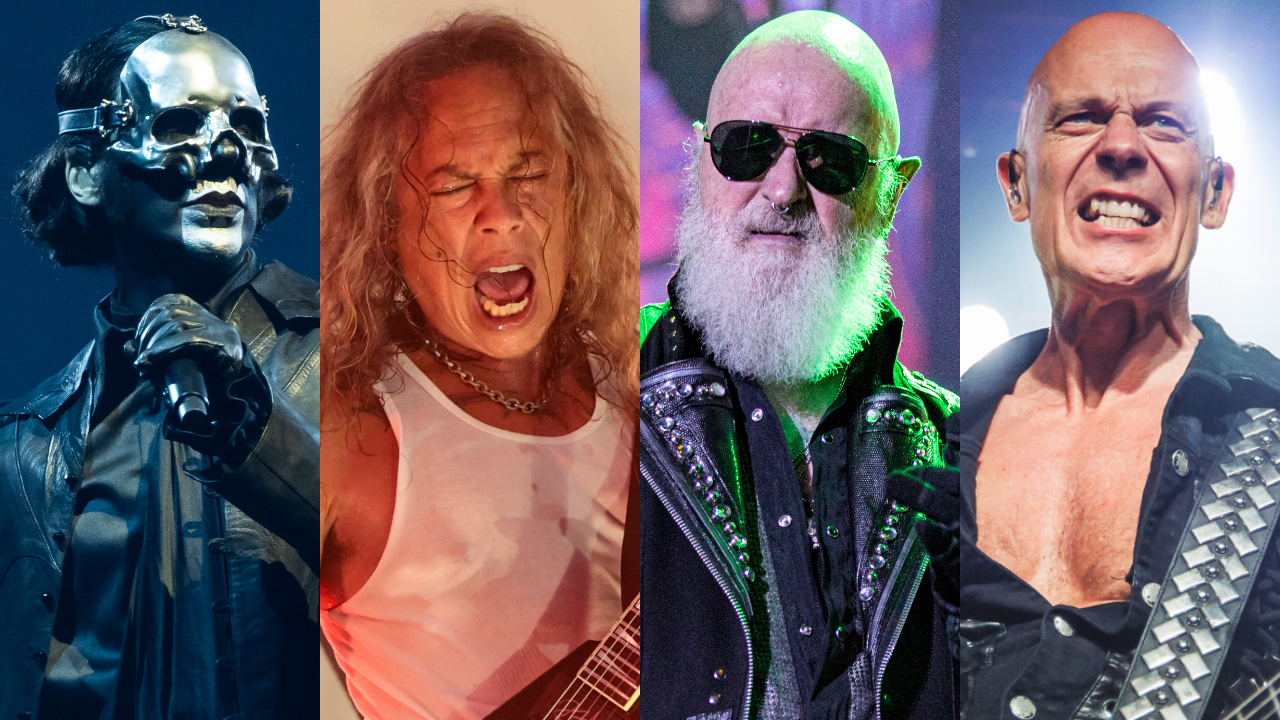 Pictures of Ghost&rsquo;s Tobias Forge, Metallica&rsquo;s Kirk Hammett, Judas Priest&rsquo;s Rob Halford and Accept&rsquo;s Wolf Hoffman performing onstage