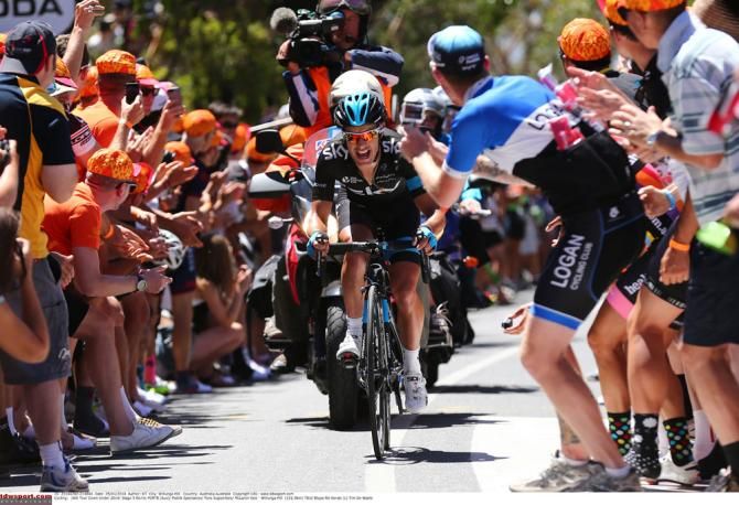 Richie Porte (Team Sky) solos to the win on Willunga Hill