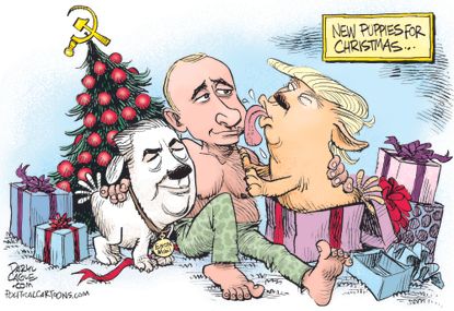 Political cartoon U.S. Russia Putin Donald Trump