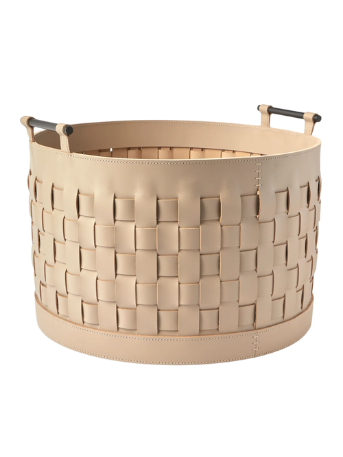 Ravenna Leather Round Tall Basket