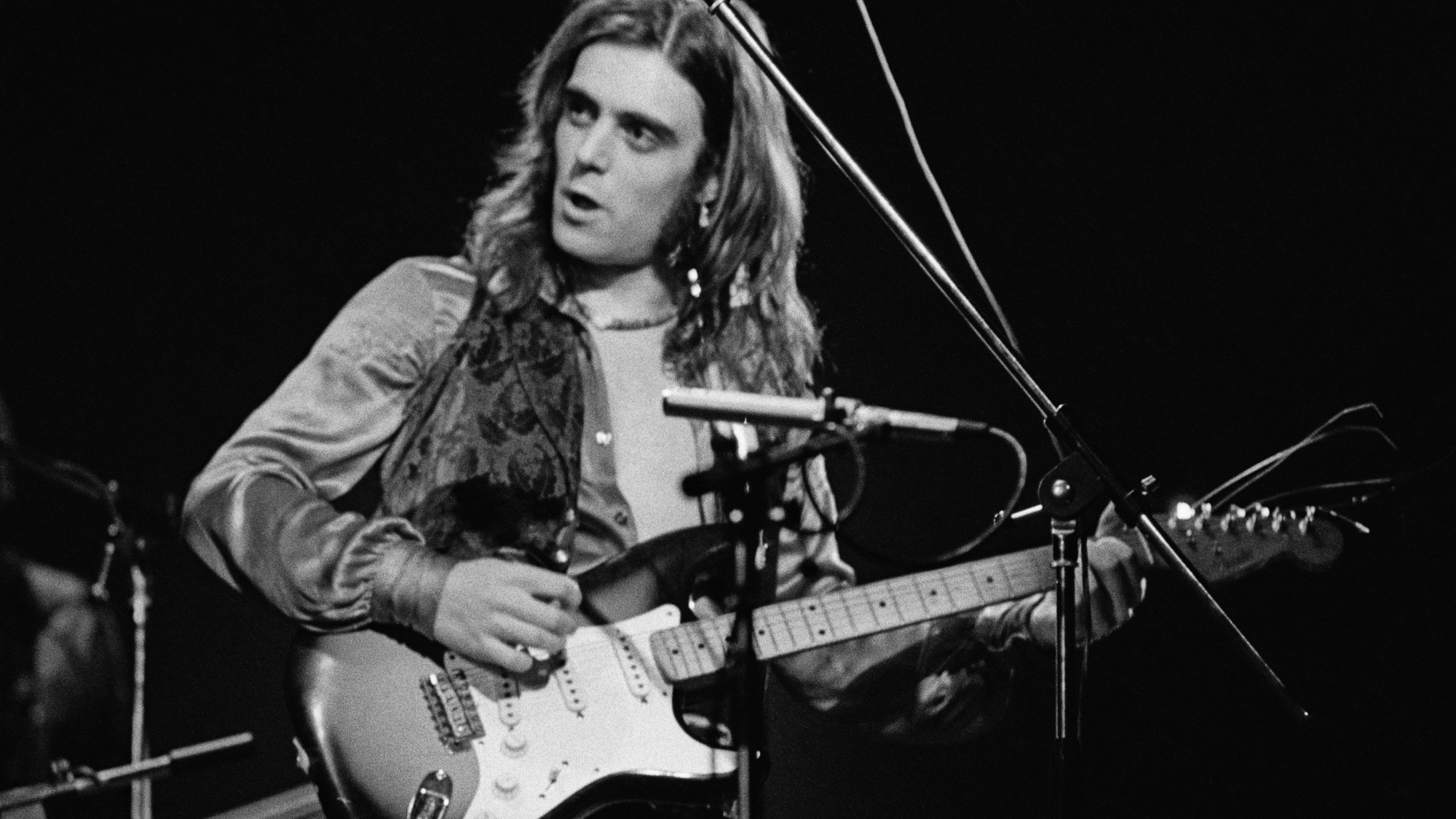 English rock singer and guitarist Terry Reid performing on stage, 24th June 1973