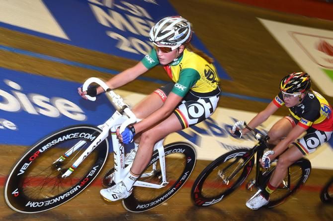 Molly Meyvisch during the women's scratch race