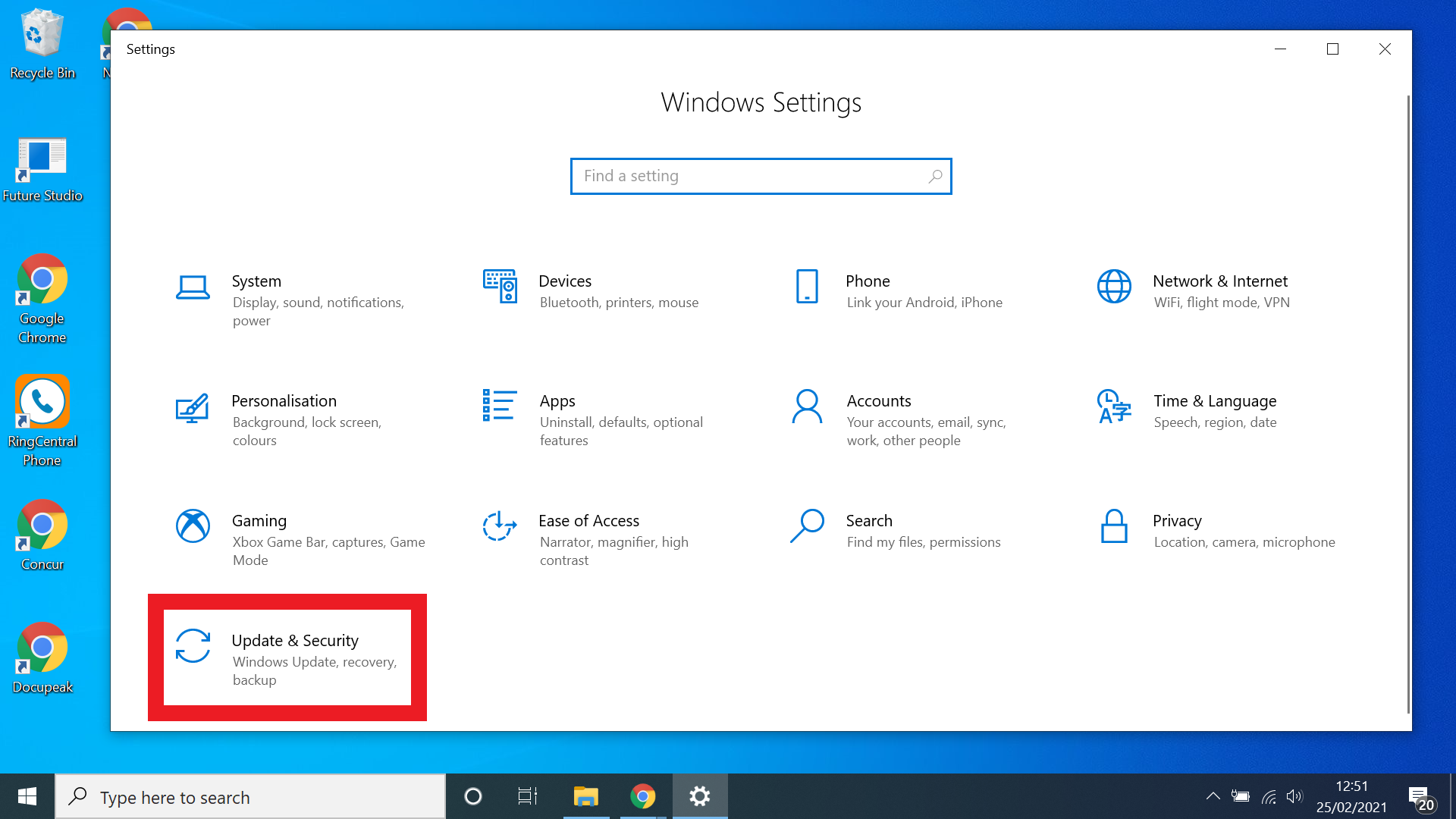 Как обновить Windows 10 - выберите обновления и безопасность