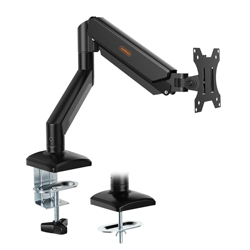 Vonhaus Single Monitor Arm Desk Mount for 10 to 32 Inch Screens, Height Adjustable Gas Spring Monitor Clamp With Tilt, Swivel &amp; Rotate, Vesa 75 &amp; 100mm