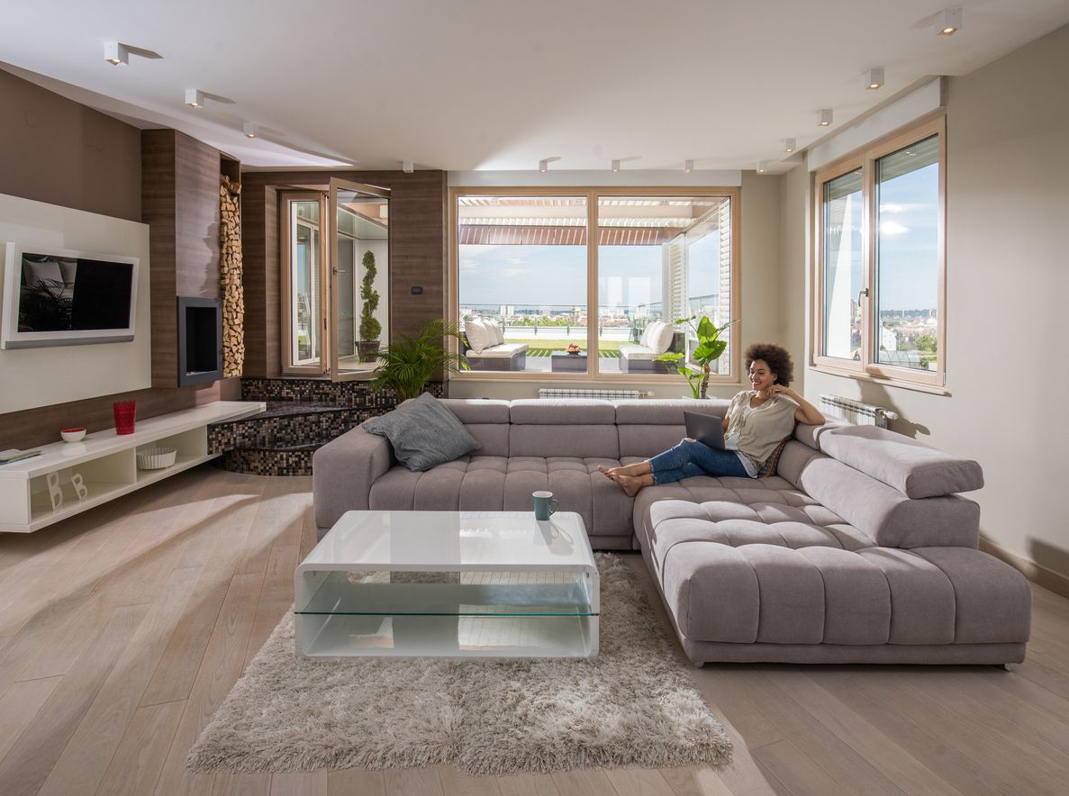 living room showing house renovated with rockwool stonewool insulation