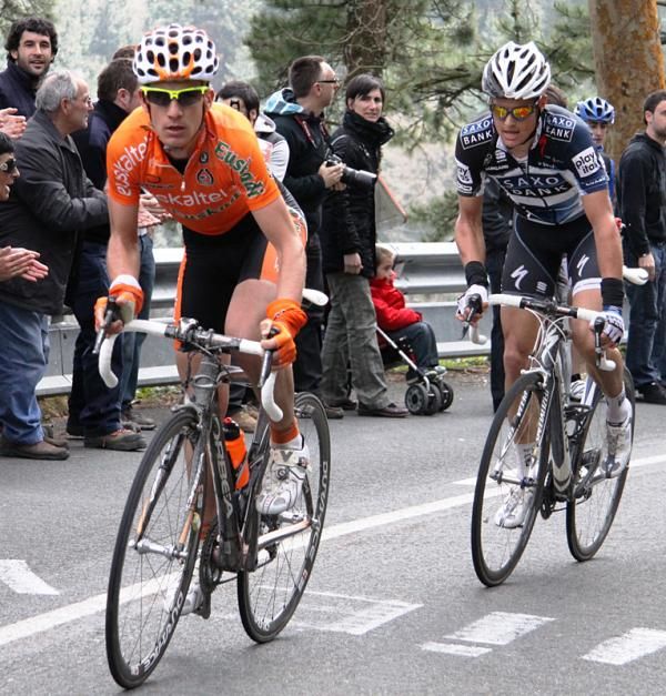 Amets Txurruka (Euskaltel - Euskadi) and Jakob Fuglsang (Team Saxo Bank) in the breakaway