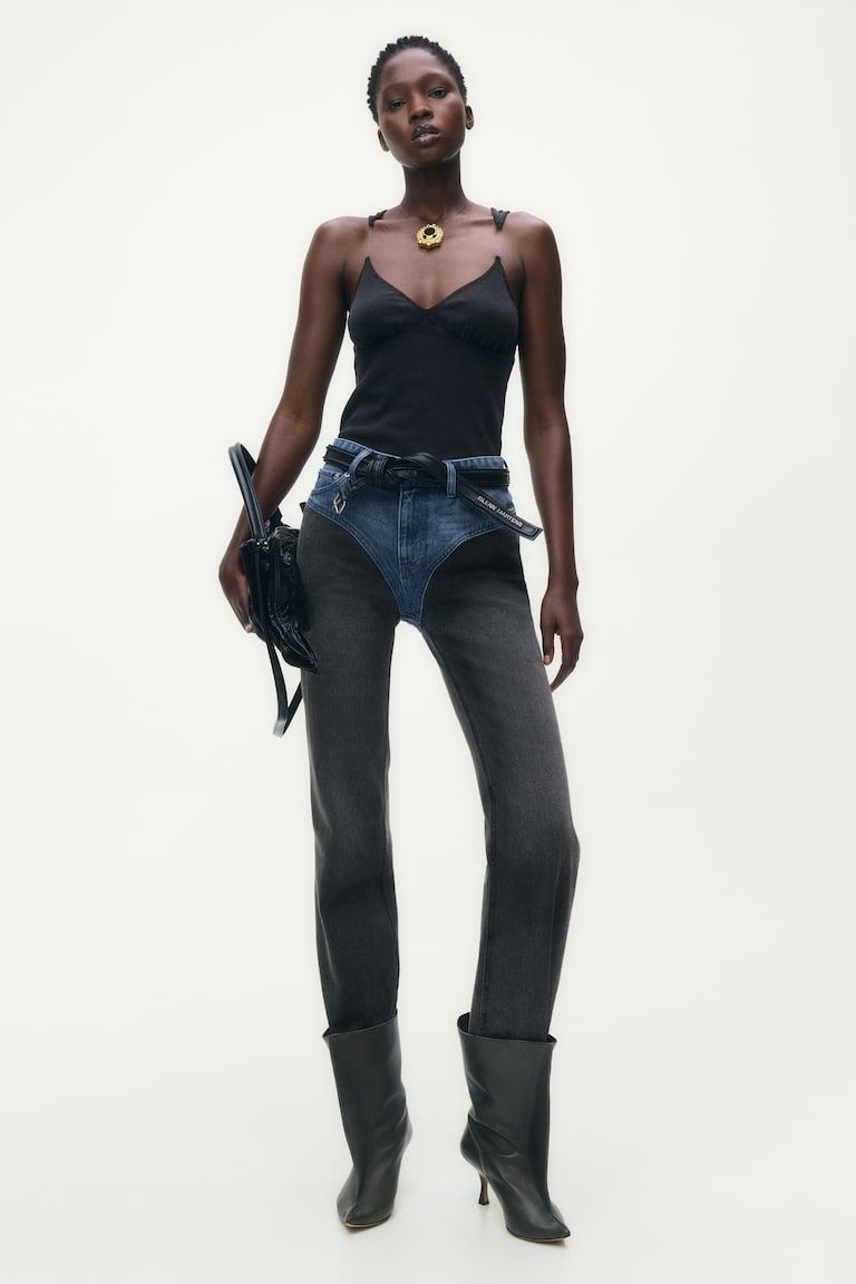 Two-Tone Straight-Leg Jeans