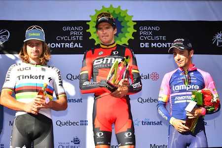 The GP Montréal podium: Peter Sagan, Greg Van Avermaet and Diego Ulissi