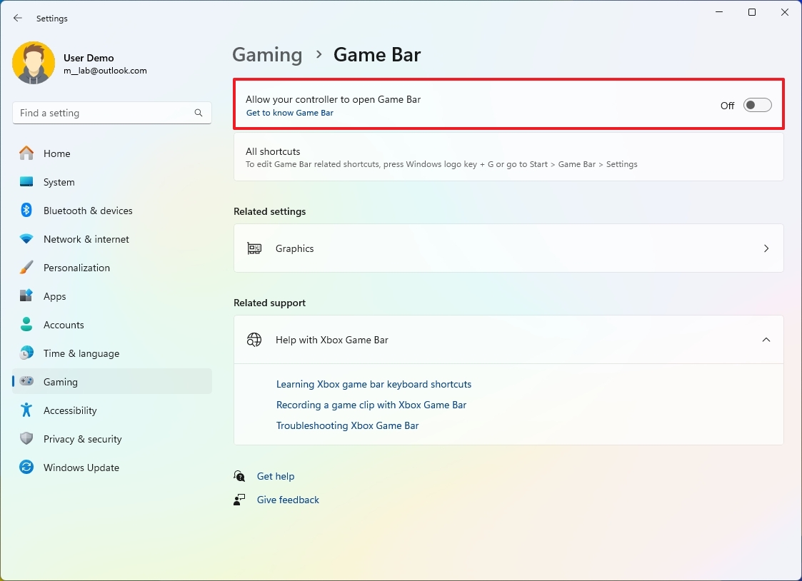 Windows 11 disable game bar