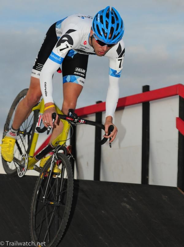 Danny Summerhill (Garmin-Chipotle) descending the flyover in third place