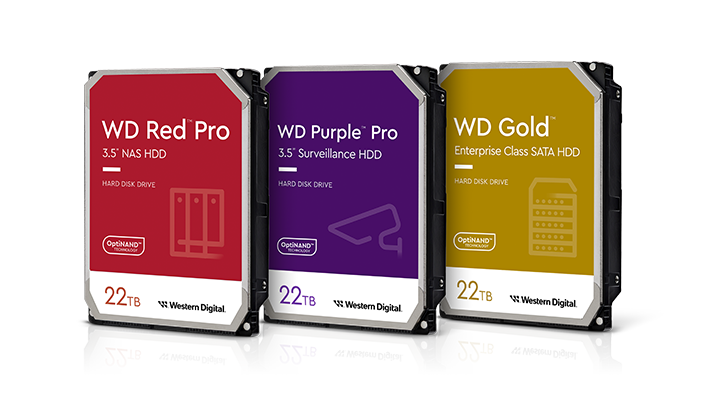 Western Digital&#039;s Gold, Red Pro and Purple 22TB hard drives