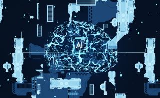 Visualization of neural network structure of algorithms layered to replicate human brain.