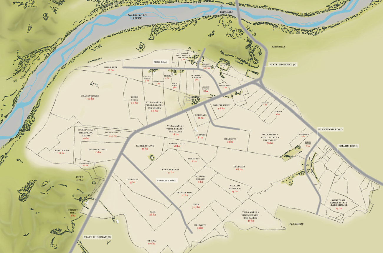 Gimblett Gravels winery map