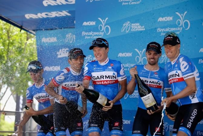 Garmin-Sharp celebrate their win in the teams' competition