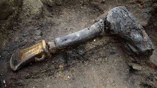 A prehistoric ax found at a Bronze Age site