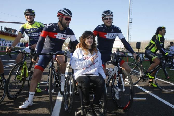 Matteo Pelucchi and Matthias Brandle with Marina Romoli