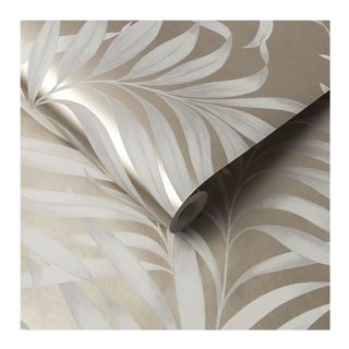 metallic wallpaper leaf pattern