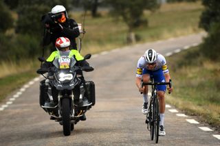 CIUDADRODRIGO SPAIN NOVEMBER 06 Remi Cavagna of France and Team Deceuninck QuickStep Breakaway during the 75th Tour of Spain 2020 Stage 16 a 162km stage from Salamanca to Ciudad Rodrigo lavuelta LaVuelta20 La Vuelta on November 06 2020 in Ciudad Rodrigo Spain Photo by David RamosGetty Images