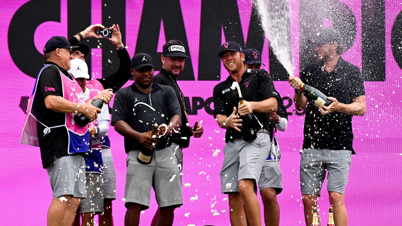 Range Goats GC celebrates after winning the 2023 LIV Golf Singapore tournament