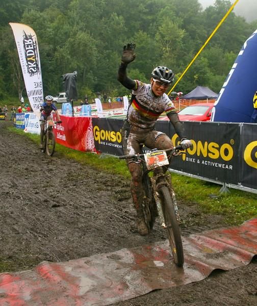 Sabine Spitz (Sabine Spitz Haibike) wins in muddy conditions in Albstadt