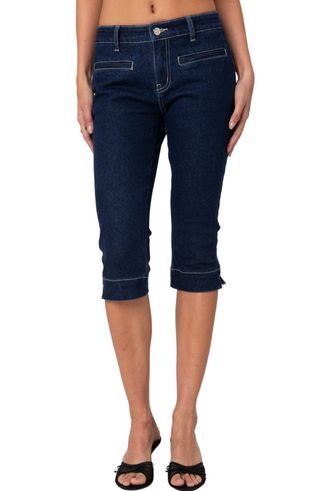 Contrast Stitch Capri Jeans