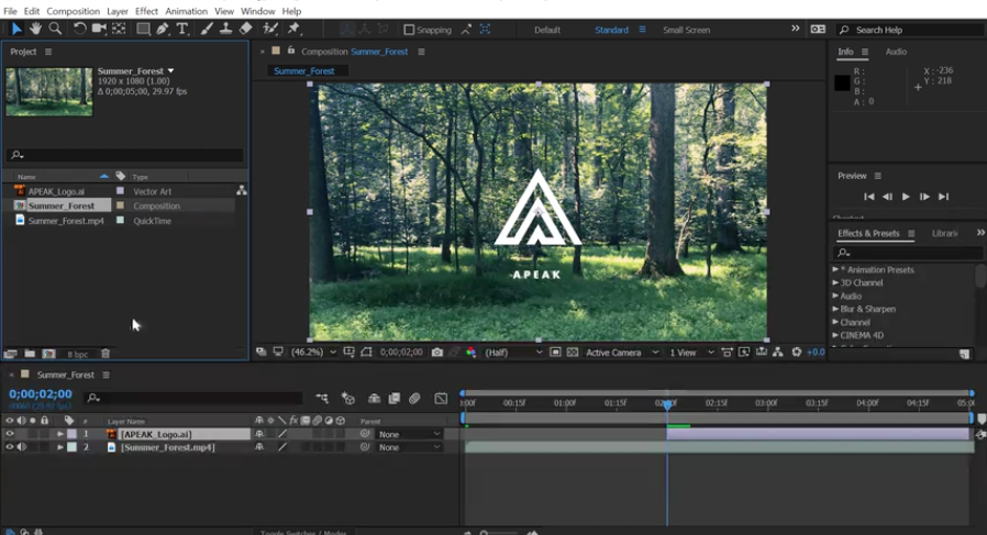 After Effects tutorials: interface