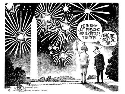 Political cartoon Iraq Fourth of July