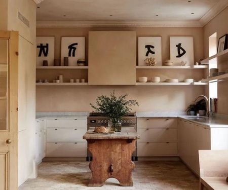 Small kitchen with free standing cabinetry