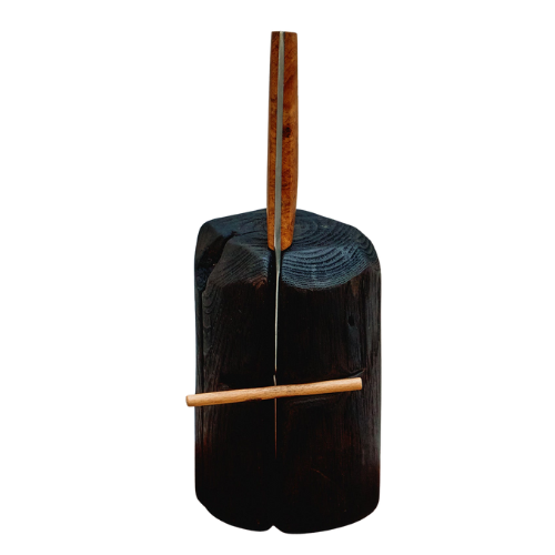 Hand-Carved Charred Chestnut Knife Holder