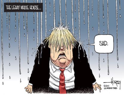 Political Cartoon U.S. Donald Trump White House leaks Russia