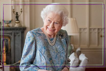 Queen brilliant response - The Queen smiles in a blue floral dress during an audience with the President of Switzerland Ignazio Cassis (Not pictured) at Windsor Castle on April 28, 2022 in Windsor, England. 
