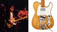 Bob Dylan plays Robbie Robertson’s 1965 Fender Telecaster (left), the 1965 Fender Telecaster in question