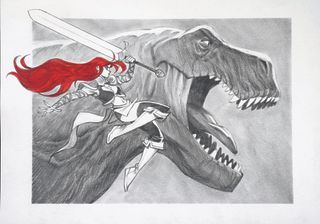 An image from a tutorial on how to draw a T-rex dinosaur