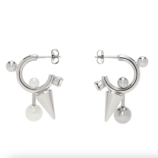 Justine Clenquet Silver Tabby Pearl Earrings