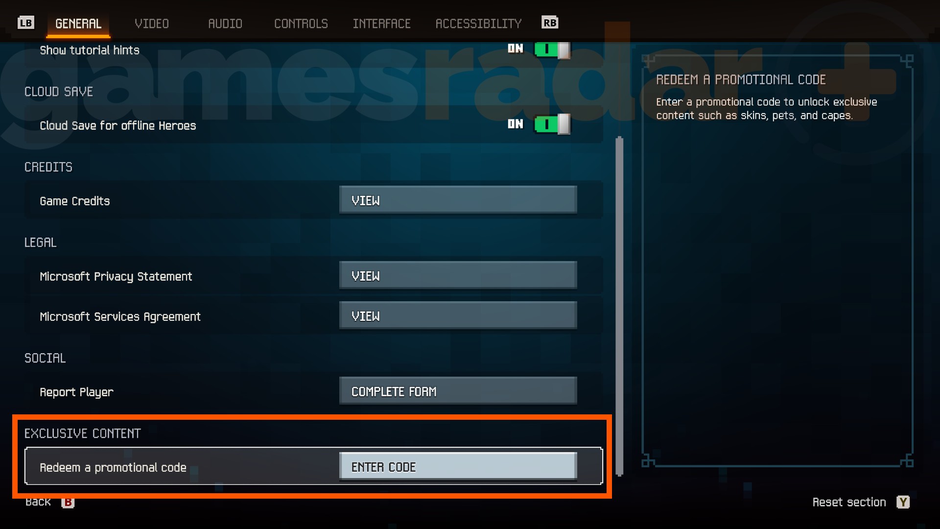 An orange box highlights the Minecraft Dungeons 2 codes redemption setting in-game.
