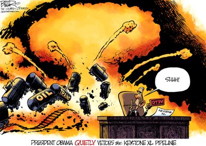 Obama cartoon Keystone XL Pipeline