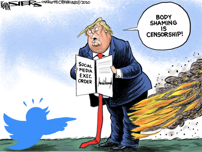 Political cartoon U.S. Trump twitter executive order
