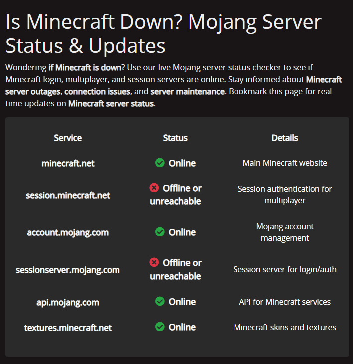 Minecraft and Microsoft outage 10-29-25