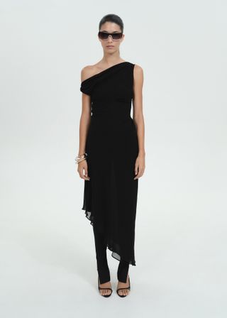 Asymmetrical Pleated Dress - Women | Mango United Kingdom