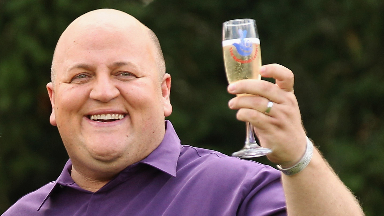 Adrian Bayford after his lottery win in 2012