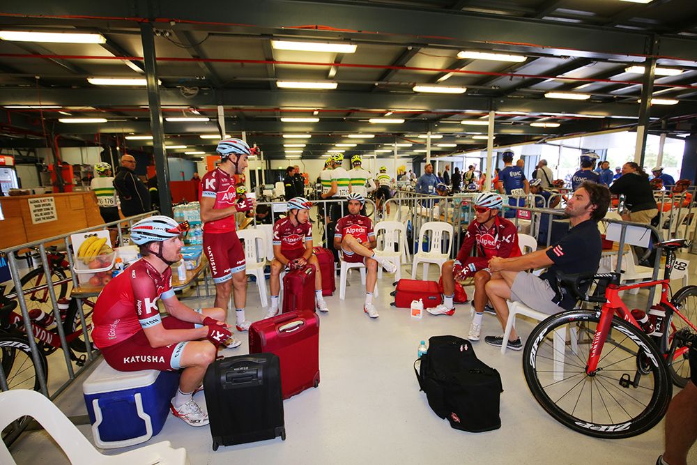 In the pits with the Katusha team