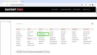Screenshot showing how to install fonts - Go to 3rd party font site