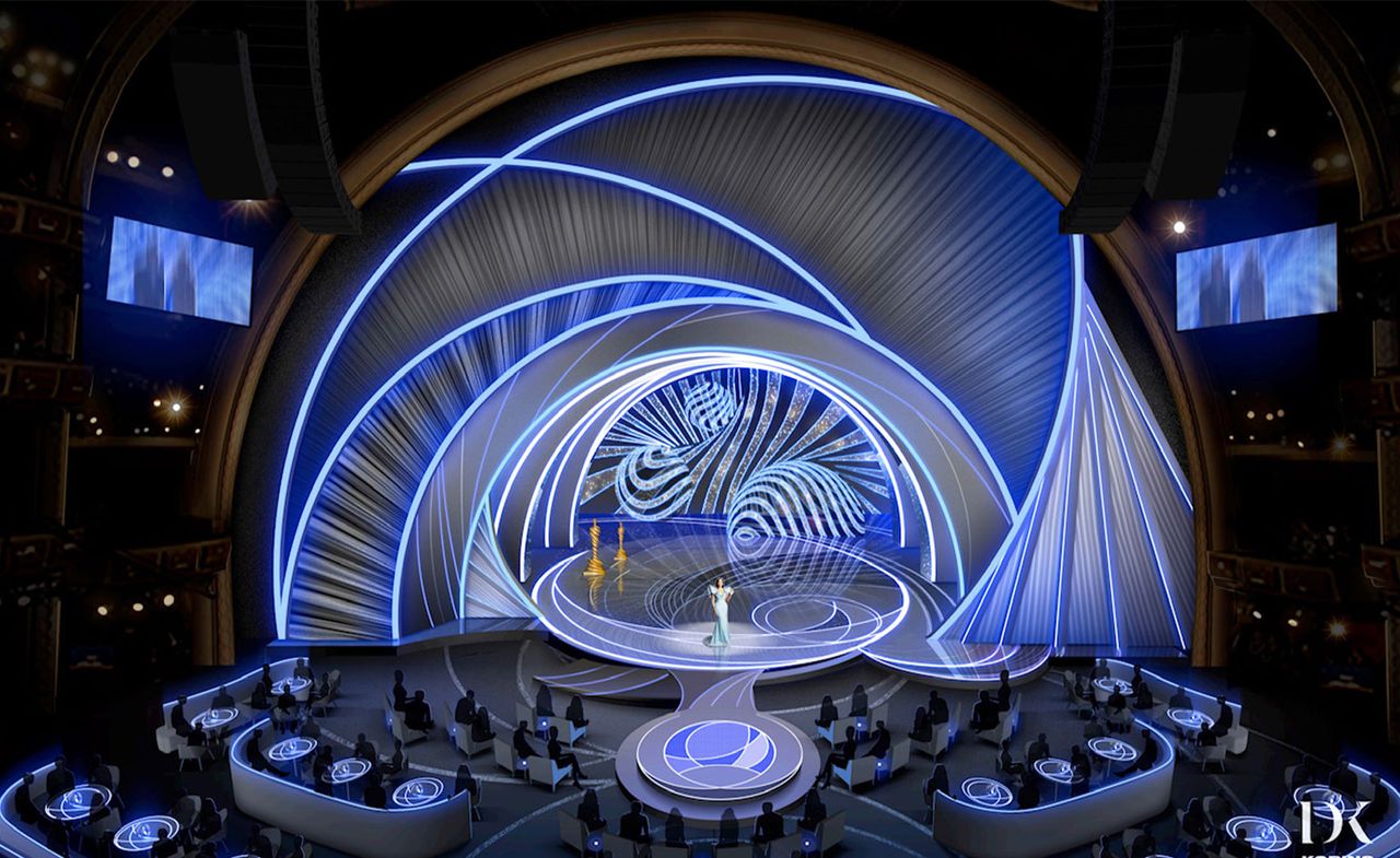 Blue oscars 2022 set by David Korins