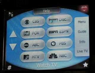 Channel selection menu. The screen is touch sensitive.