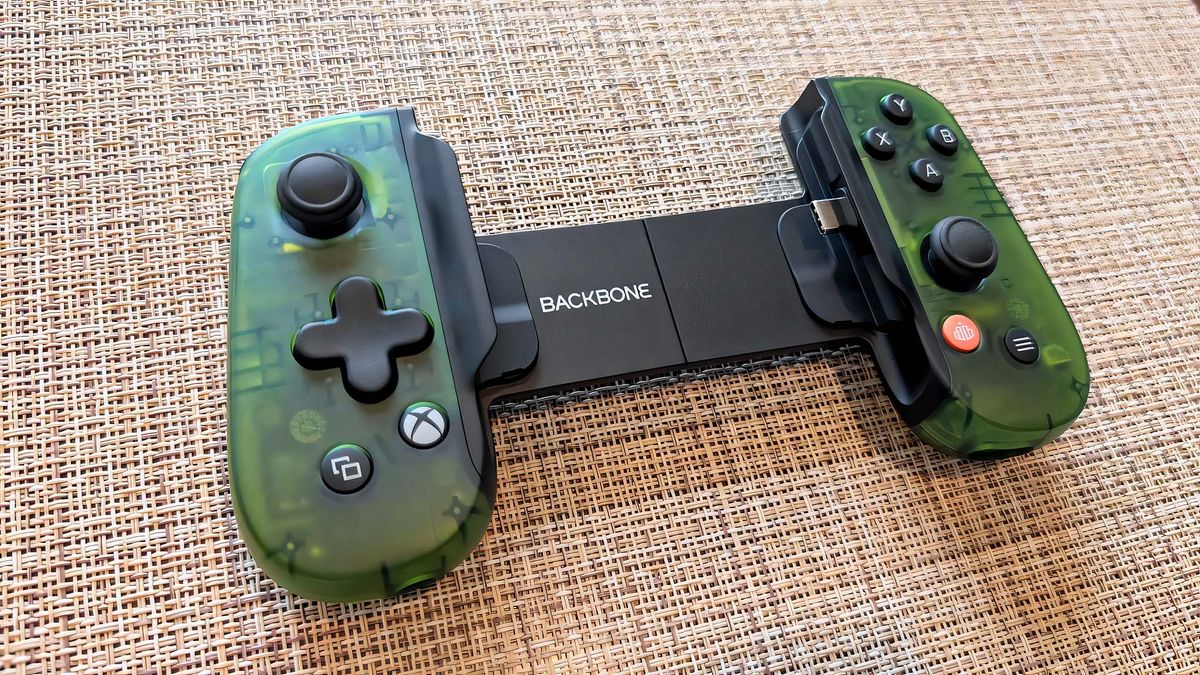 Backbone One Xbox Edition face up on a mat.
