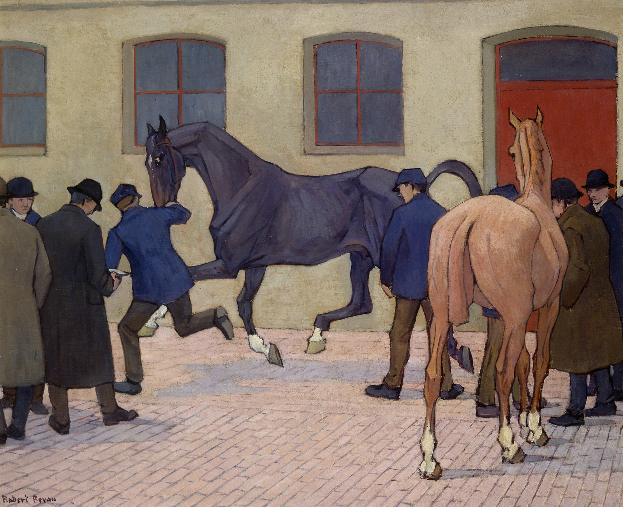 Showing at Tattersalls, about 1919, oil on canvas, 22¾in by 28in, by Robert Polhill Bevan (1865–1925).