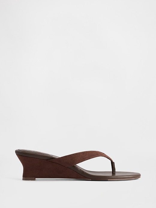 Vegan Leather Wedge Thong Sandals