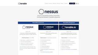 Website screenshot for Nessus