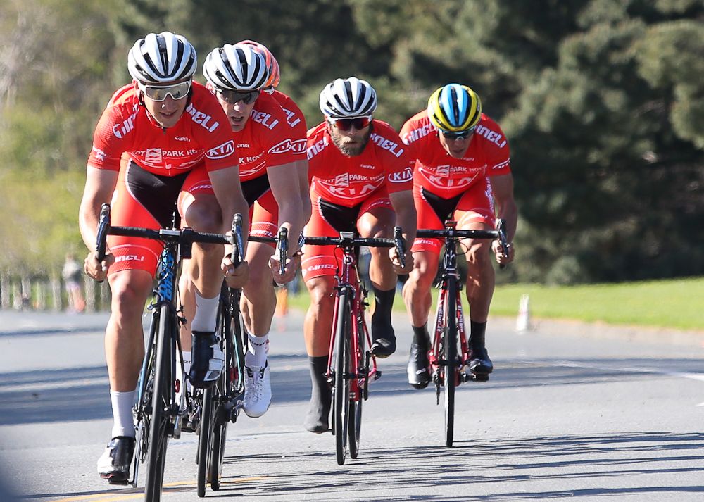 Alex Frame of Christchurch out front for the Kia Motors-Ascot Park Team in the Tour of Southland Prologue