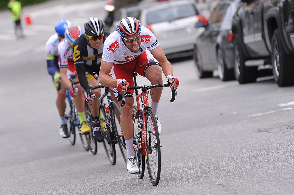 Marco Haller (Katusha) giving it his all